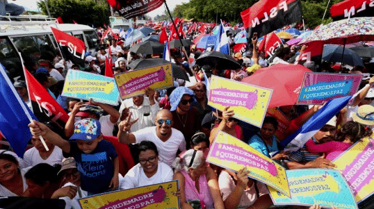 | Rival marches in Managua on May 30 2018 the opposition top photo from the BBC and Sandinistas below photo from El19 Digital A Google search for images of the marches will return only one photo of the Sandinista march | MR Online
