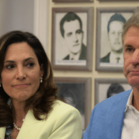 | Texas Congressman Michael McCaul with Florida Congresswoman Maria Elvira Salazar speak amidst backdrop of photos of Bay of Pigs invaders at Miami roundtable event on July 10 designed to mobilize support for regime change Source floridapresscom | MR Online