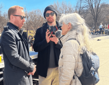 | Max Blumenthal with former Green Party presidential candidate Jill Stein who also gave a great speech at the Rage Against the War Machine rally on February 20 Source Photo courtesy of Jeremy Kuzmarov | MR Online