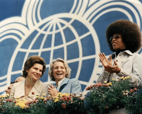 | Angela Davis with DDR Minister of Education Margot Honecker and Soviet cosmonaut Valentina Tereshkova East Berlin 1973 Credit ADN Bildarchiv | MR Online