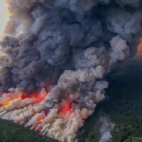 The Donnie Creek wildfire in northeast British Columbia, Canada (seen here on June 4, 2023), became the largest recorded in the province's history in mid-June. June 2023 was Canada's warmest June on record. (Image credit: BC Wildfire Service)