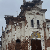 | Cathedral in Donbas destroyed by Ukrainian bombing in 2014 Source Photo courtesy of Dan Kovalik | MR Online