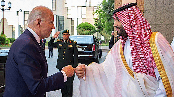 | US President Joe Biden fist bumps Saudi Crown Prince Mohammed bin Salman MBS in Riyadh in July 2022 | MR Online