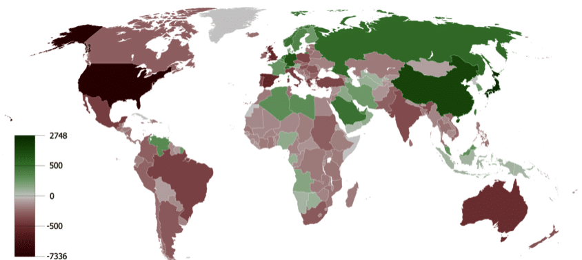 | Countries by their current account balance averaged from years 1980 to 2008 red is a deficit green is a surplus | MR Online