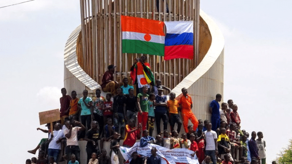 | Protesters display the flags of Niger and Russia during a protest in Niamey Niger Photo by Efe IssifouFlickr | MR Online