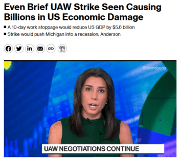 | A brief UAW strike could reduce US GDP by 002though thats not how Bloomberg 91023 chose to report the number | MR Online