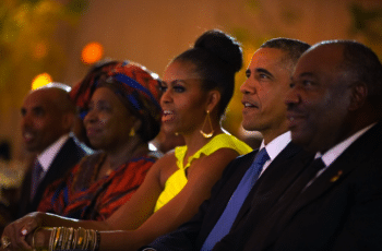 | The Obamas and President Bongo of Gabon listen to Lionel Richie perform at the US Africa Leaders Summit dinner on the South Lawn of the White House Aug 5 2014 | MR Online