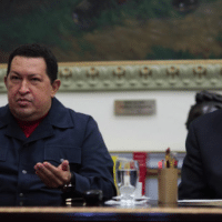 Revolutionary leader Hugo Chávez alongside President Nicolás Maduro on December 8, 2012. (Archive)