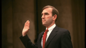| Abrams being sworn in for his testimony at the televised Iran Contra hearings Source jacobincom | MR Online