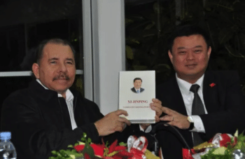 | Daniel Ortega holding up a portrait of Xi Jinping with Wang Jing a billionaire intent on funding a Nicaraguan canal Source primerinformecom | MR Online