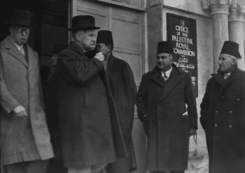 | Lord Peel and Sir Horace Rumbold chairman and vice chairman of the Palestine Royal Commission leaving their offices in Jerusalem during the Arab Revolt in 1936 Creative CommonsPublic Domain | MR Online