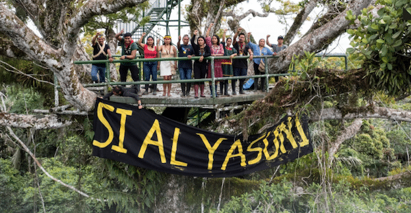 | In August millions of Ecuadorians voted in a landmark referendum to halt oil exploration and development in the Yasuní National Park in the Amazon rainforest one of the most biodiverse regions on Earth Signs urging the public to vote Sí al Yasuni or yes appeared across the country Photo courtesy Amazon Frontlines | MR Online