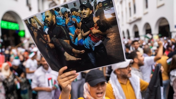| Moroccans take part in a protest in solidarity with Palestinians in Gaza in Rabat Morocco Oct 15 2023 Photo Mosaab Elshamy AP | MR Online