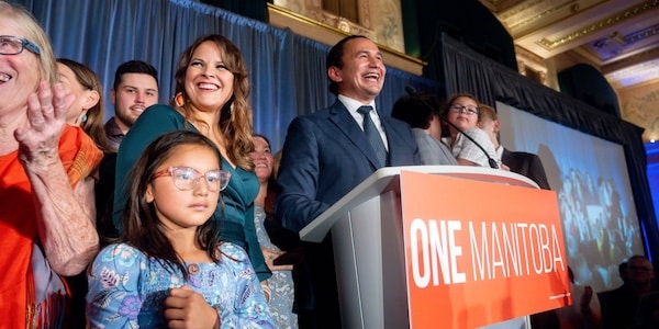 | Manitoba premier elect Wab Kinew with his family on election night on Tuesday October 3 2023 Credit Wab Kinew X | MR Online