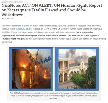 | NicaNotes 32323 published the open letter to the UN Human Rights Council along with photos of buildings said to have been set on fire by the opposition | MR Online