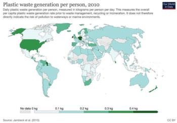 | Plastic waste generation per person 2010 Image courtesy of Our World in Data | MR Online
