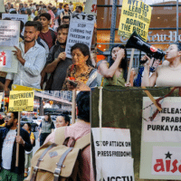 Protests in New Delhi and New York City decrying the raid and detention of journalists in India.