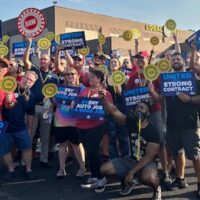 | Auto workers from the Kentucky Truck Plant rallied with President Shawn Fain on the eve of the Stand Up Strike This super profitable plant joined the strike abruptly tonight after Ford failed to improve its economic offer Photo Luis Feliz Leon | MR Online