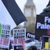 | Protesters gather with placards and flags during the London Rally For Palestine in Trafalgar Square central London on 4 November 2023 AFP | MR Online