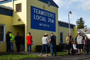 | Workers in Milton Pa wait in line to vote at Teamsters Local 764 on November 3 2020 PHOTO BY PAUL WEAVERPACIFIC PRESSLIGHTROCKET VIA GETTY IMAGES | MR Online
