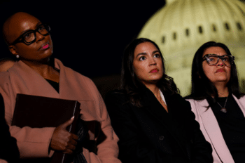 | US Reps Ayanna Pressley D MA Alexandria Ocasio Cortez D NY and Rashida Tlaib D MI listen during a news conference calling for a ceasefire in Gaza outside the US Capitol building on November 13 2023 in Washington DCPHOTO BY ANNA MONEYMAKERGETTY IMAGES | MR Online