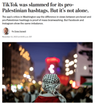 | The Washington Post 111323 noted that young Americans have consistently shown support for Palestinians in Pew Research surveys including a poll in 2014 four years before TikTok launched in the United States | MR Online