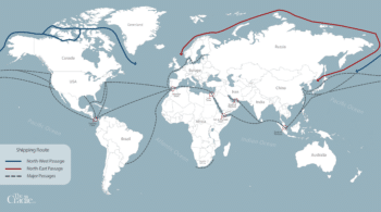 |  Mapa das rotas marítimas da Passagem Nordeste e Noroeste |  RM on-line