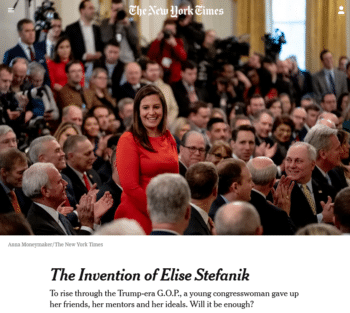 | Nicholas Confessore New York Times 123122 In one of the most brazen political transformations of the Trump eraMs Stefanik remade herself into a fervent Trump apologistand embraced the conspiracy theories that animate his base | MR Online