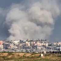 | A smoke plume erupts during Israeli bombardment on the northern Gaza Strip near the border with southern Israel on 17 December 2023 Jack GuezAFP | MR Online