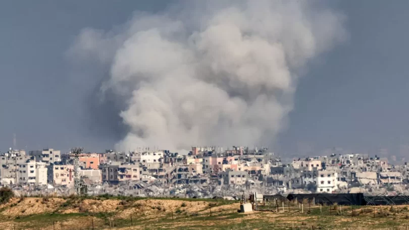 | A smoke plume erupts during Israeli bombardment on the northern Gaza Strip near the border with southern Israel on 17 December 2023 Jack GuezAFP | MR Online
