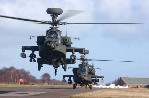 | FileArmys new AH64D Apache Longbow helicopters depart from RAF Leuchars | MR Online
