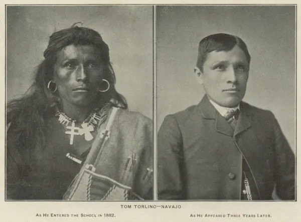 | Tom Torlino a Navajo student at the Carlisle Indian School Before 1882 and After 1885 Image from Carlisle Indian School Digital Resource Center This work is licensed under a Creative Commons Attribution NonCommercial ShareAlike 40 International License | MR Online