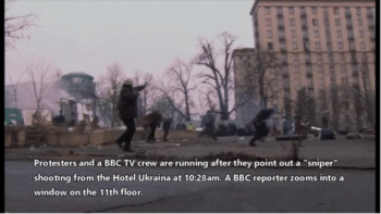 | The verdict confirms that a BBC TV crew was targeted by a Maidan sniper firing from the activist controlled Hotel Ukraina Screen grab from Video CYouTube | MR Online