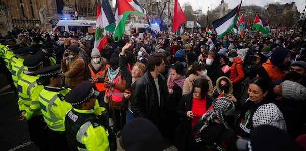 | Metropolitan Police officers form a cordon at Parliament Square to prevent protesters reaching Westminster Bridge during a Free Palestine Coalition demonstration in central London January 6 2024 | MR Online