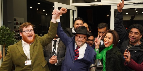 MR Online | George Galloway holds a rally at his Rochdale Headquarters after being declared winner of the Rochdale by election which was triggered after the death of Labour MP Sir Tony Lloyd | MR Online