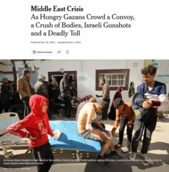 | This New York Times headline 22924 was described as a haiku to avoid saying Israel massacres Palestinians that theyre deliberately starving in Gaza | MR Online