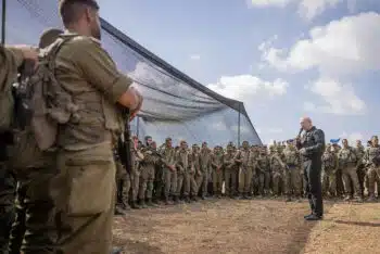 | Defence Minister Yoav Gallant speaks with Israeli soldiers at a staging area not far from the Gaza fence October 19 2023 Chaim GoldbergFlash90 | MR Online