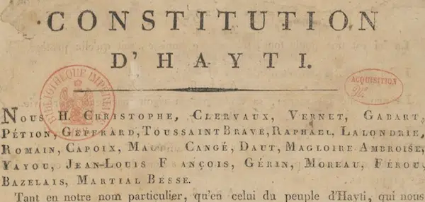 | 1805 Constitution of Hayti | MR Online