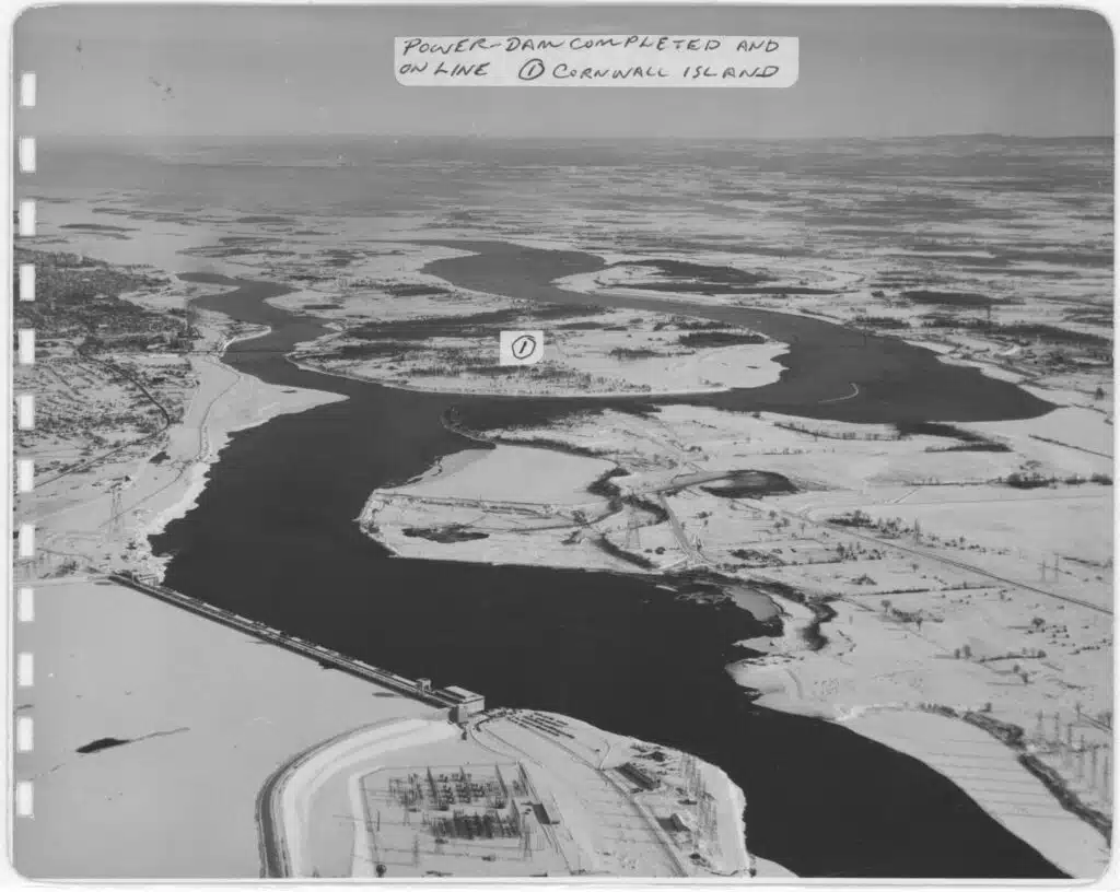 | Aerial view Moses Saunders Power Dam completed 1958 09 Lost Villages Museum Collection | MR Online