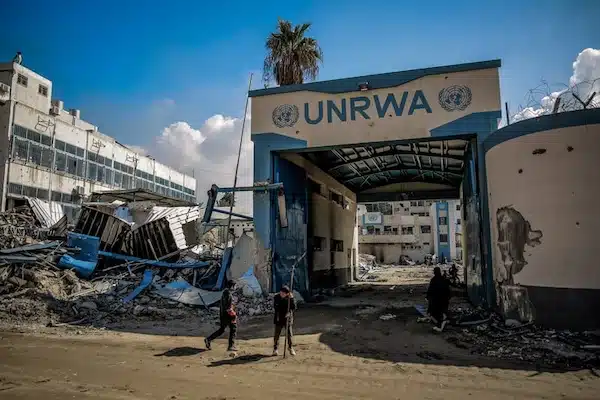 MR Online | A badly damaged UNRWA facility in Gaza City on 10 February Omar Ishaq DPA | MR Online