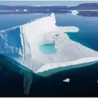 Sea ice is formed when chunks of the Greenland ice sheet break off and flow into the ocean.