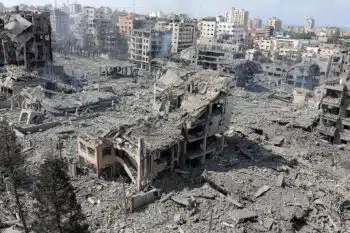 | Massive destruction is seen in Al Rimal popular district of Gaza City after it was targeted by airstrikes carried out by Israeli forces October 10 2023 Mohammed ZaanounActivestills | MR Online