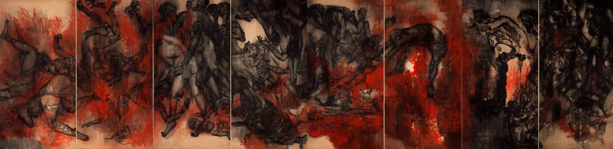 | Iri and Toshi Maruki II Fire 1950 from The Hiroshima Panels Sumi ink pigment glue charcoal or conté on paper 180 × 720 cm | MR Online