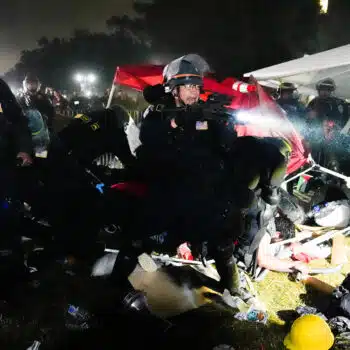 | Police crack down on pro Palestinian sutdent protests on the UCLA campus in Los Angeles May 2 2024 Jae C Hong | AP | MR Online