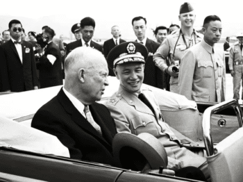 | Dwight Eisenhower rides in a motorcade with Chiang Kai Shek in Taiwan in the early 1950s Source new life movementfandomcom | MR Online