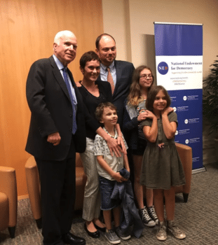 | Senator John McCain with Vladimir Kara Murza and his wife and kids at an NED event in September 2017 Source twittercom | MR Online