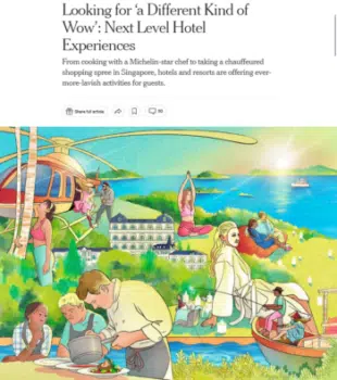 | The New York Times 51424 reports on how luxury hotels are offering ever more lavish activities for guests including a personalized shopping extravaganza60 an Enlightenment Retreat with four days of holistic treatments 45 or an invitation to an artists private studio to learn about their process 00 | MR Online