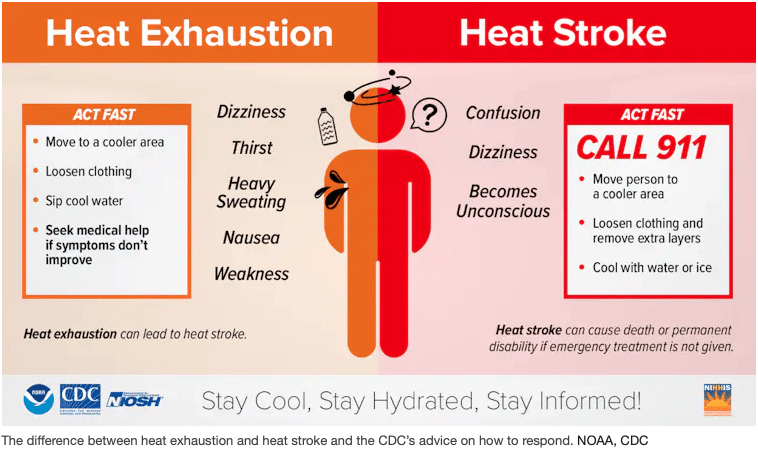 | The difference between heat exhaustion and heat stroke and the CDCs advice on how to respond NOAA CDC | MR Online