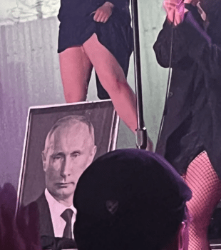 | A member of the Punk rock band Pussy Riot urinating on a poster of Americas 1 enemy Vladimir Putin at a concert in Tulsa Oklahoma in May 2023 Pussy Riot was championed by HRW and its members depicted as political prisoners even though members of the band were legitimately arrested by Russian authorities for hooliganism after they disrupted a church service and illegally carried out sex orgies in a Russian museum Source Photo courtesy of Jeremy Kuzmarov | MR Online