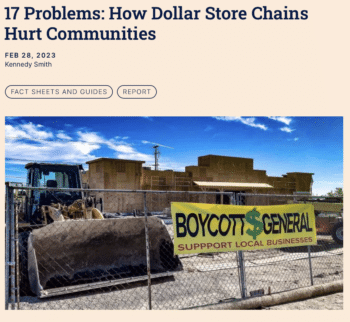 | ILSRs report on dollar store impacts | MR Online